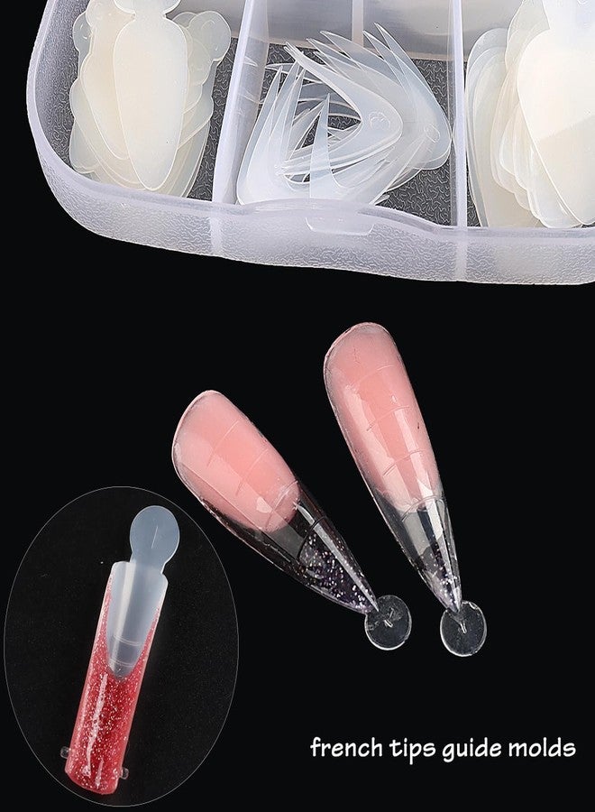 Fcozpjk French Forma Dual Stickers, 60pcs Dual Forms Reusable Silicone Mold Pads, French Manicure Tips Inner Mold for Builder Gel Forms, Nails Extension Forms Guide Nail Art Accessories Tools - Image 4